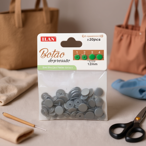 Ilan Chiusura a scatto 12mm in plastica color argento 20 pezzi per abbigliamento e artigianato - Product Image 3