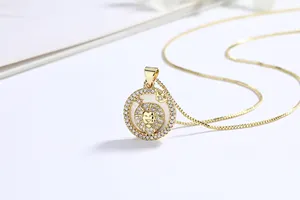 Venta al por mayor de moda de lujo 3A Cubic Zirconia 18K chapado en oro religión colgante collares cadena accesorios de joyería para mujeres