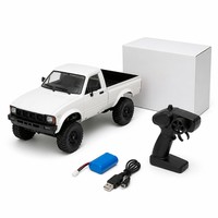 Mini camionnette RC 2,4 GHz télécommandée blanche classique ABS+Métal LED Échelle 1:10 Qualité Hobby Étanche Rechargeable Intérieur-Extérieur