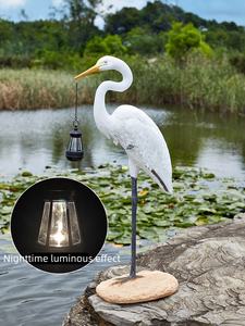 Statue de jardin Grue Grande Taille avec <span class=keywords><strong>Lanterne</strong></span> Solaire, en Fibre de Verre, Décoration Extérieure pour Jardin, Cour et Bassin - Product Image 2