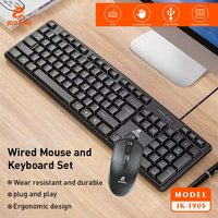 Jeqang Set Keyboard dan Mouse USB Berkabel Baru Operasi Optik Kompatibel dengan PC Laptop dan Desktop