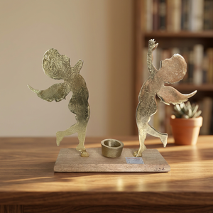 Bougeoir ange multi-design en métal et bois Sculpture d'art de Noël pour la décoration de la maison et du magasin Technique de coulée - Product Image 3