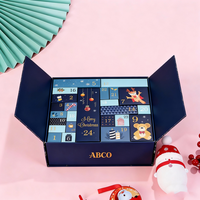 Boîte-cadeau de calendrier de l'avent de Noël en carton rigide de luxe écologique personnalisée avec gaufrage pour cosmétiques et produits de beauté
