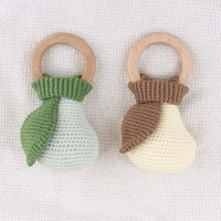 Handgemaakte gehaakte babyrammelaar houten bijtring gehaakte fruitrammelaar speelgoed gebreid speelgoed baby cadeaus geboorte baby kinderdecoratie
