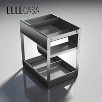 ELLECASA Organisateur de placard coulissant carré profond à 2 niveaux en acier inoxydable, réglable, résistant à l'eau, facile à nettoyer, panier de tiroir
