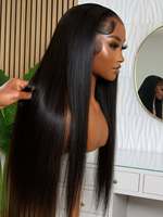 Peluca de Cabello Humano Remy Brasileño 15A al por Mayor, Peluca Larga y Lisa con Frente de Encaje, Sin Pegamento, Lista para Usar para Mujeres Negras