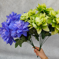 Dahlia artificielle en soie à 7 têtes, multicouche, pour décoration de mariage et d'intérieur, arrangement floral mural, accessoires de photographie, purement décorative