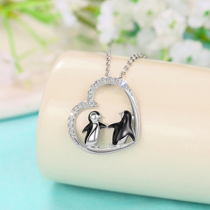 Collana con Ciondolo a Forma di Cuore e Pinguino per Donne, Gioiello di Moda per l'Amicizia, Regalo - Product Image 6