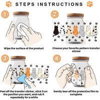 Patchs thermocollants personnalisés UV chats de dessin animé, durables et imperméables pour vêtements, tasses, mugs, fournitures de bureau et scolaires DIY