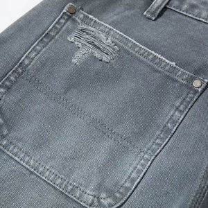 Pantalones Cortos de Mezclilla para Hombre, Estilo Vintage, Corte Holgado, 100% Algodón, Casuales, Transpirables, de Secado Rápido, Resistentes y Desgastados - Product Image 5