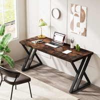 Bureau d'écriture Tribesigns de 55 pouces, bureau d'ordinateur avec pieds en métal et plateau en bois, table d'étude moderne et simple