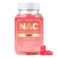 Complément alimentaire certifié GMP, marque privée OEM, 600 mg, gommes végétaliennes N-Acétyl L-Cystéine NAC, soutien antioxydant respiratoire et hépatique