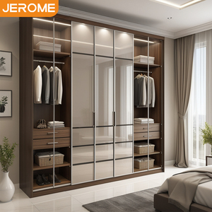 Armoire de chambre à coucher de luxe Jerome pour homme, avec portes vitrées et tiroirs - Product Image 3