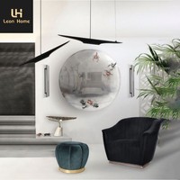 Miroir mural rond en métal Boca, élégant, pour hôtel, appartement, maison, salon, chambre, couloir, décoration murale