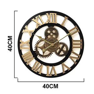 Nouvelle Horloge Murale Mécanique Rétro Vintage à Engrenages, Ronde en Bois, Simple Face avec Motif Abstrait pour Décoration Intérieure Salon - Product Image 3