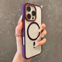 Coque de téléphone transparente à chargement magnétique sans fil pour iPhone 17 Pro Max avec pare-chocs antichoc