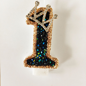 Prodotti più venduti 2023 candele con numero di compleanno glitter nero numero corona candele blu candele di compleanno glitterate - Product Image 2