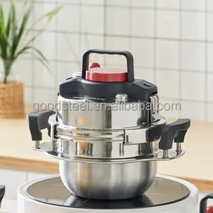 restaurant serving pot stainless steel fast cook pressure cooker cooking pot cookware for restaurant with bamboo holder