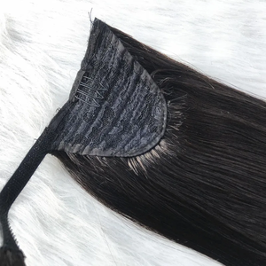 Cola de Caballo de Cabello Humano Natural <span class=keywords><strong>con</strong></span> Clips, Extensión de 100g, Cola de Caballo Completa, Peluca de Cabello Brasileño, Envoltura Negra Marrón - Product Image 3