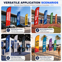 Drapeau publicitaire de gymnastique coupe-vent 35 mph, impression HD double face, base lestée robuste, bannière publicitaire personnalisée 100 % résistante aux intempéries
