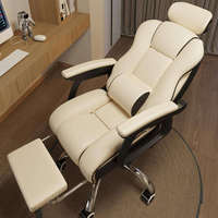 Fauteuil de Bureau Ergonomique en Cuir Personnalisé avec Repose-Pieds, Base Métallique Robuste, Pivotant, Inclinable et Basculant