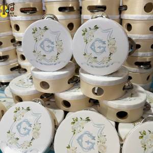 Cá nhân được thiết kế bán buôn gỗ Đồ chơi Tambourine cho đám cưới bên Kinh Thánh Nhà thờ KTV giáng sinh kỷ niệm bốn inch trống trên bán - Product Image 1