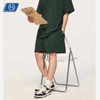 Pantalones Cortos de Felpa de 425GSM, Ajuste Holgado, Estilo Urbano, para Hombre, Largos hasta la Rodilla, Básicos, Lisos, al por Mayor