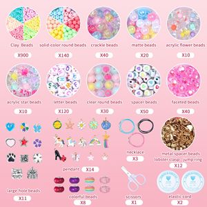 Wholesale Girls Jewelry Making <b>Kit</b> with Storage Box <b>DIY</b> Bracelet Necklace Set Non Toxic Beads and Charms Gift - Product Image 2