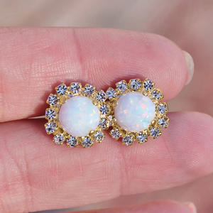 Orecchini a lobo Sonamsetina Vine Gorw Opal in oro bianco a forma di fiore, design classico, gioielli unisex E4134 - Product Image 5