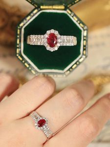 Bague en or pur 18 carats Xinfly GRC avec rubis rouge vif et diamants blancs pour homme - Product Image 4