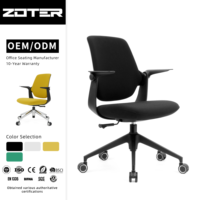 Chaise de bureau ergonomique en tissu ZOTER, chaise de bureau pivotante à dossier moyen avec accoudoirs réglables et plusieurs couleurs