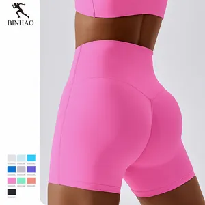 Pantalones cortos de compresión de cintura alta para mujer, ropa activa para gimnasio, realce de glúteos, Yoga, Fitness, 2023