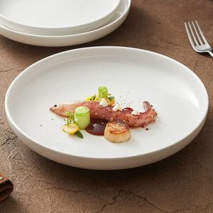 Assiette de service alimentaire en céramique blanche unie empilable de 8,6 pouces, plat en porcelaine écologique - Product Image 5