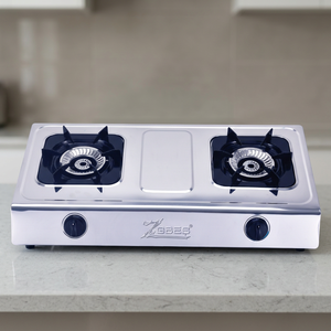 Cuisinière double en acier inoxydable 410, magnifique cuisinière à double brûleur en fonte avec support hexagonal pour appareils électroménagers - Product Image 1