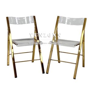 بيع بالجملة تصميم جديد إطار ذهبي وفضي كراسي أكريليك قابلة للطي شفافة لتناول الطعام - Product Image 1