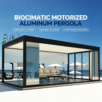 Auvent de luxe pour l'extérieur, auvent de terrasse, auvent imperméable, gazebo électrique, pergola bioclimatique à lames orientables en aluminium
