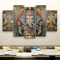 Art décoratif éléphant : Élégante décoration murale thaïlandaise pour salon ; Murale de salle à manger de style thaïlandais et d'Asie du Sud-Est