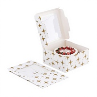 Boîte de boulangerie en carton monobloc durable de 10 pouces de qualité alimentaire avec fenêtre transparente pour gâteaux d'anniversaire aux fraises et tartes, vente en gros