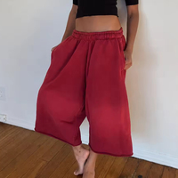 Shorts de jogging amples pour hommes, 100% coton, délavés à l'acide, avec logo personnalisé, imprimé vintage vieilli, longueur 3/4, grandes tailles