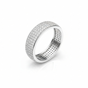 Bague en argent 925 entièrement pavée de diamants, large, de luxe, pour mariage, micro-pavée, bijoux de créateur, cadeau d'anniversaire - Product Image 1