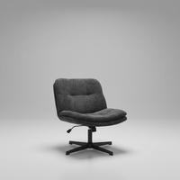 Fauteuil de salon moderne KD avec structure métallique, assise en tissu, hauteur réglable, pivotant, noir