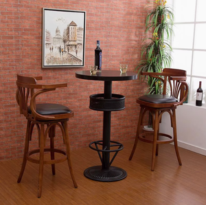 Muebles de Bar de Estilo Vintage Americano para <span class=keywords><strong>Restaurante</strong></span> y Hotel Moderno, Combinación de Mesas y Sillas Altas de Madera Maciza - Product Image 3