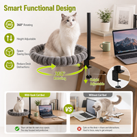 Lit de bureau OEM pour chat, gain de place, rotation à 360°, lavable, en peluche douce, fixation réglable pour le télétravail