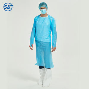 Robe de protection S&J résistante aux liquides, avec trous pour les pouces, en CPE, jetable, à dos complet, manches longues, 510K AAMI niveau <span class=keywords><strong>3</strong></span> - Product Image 1