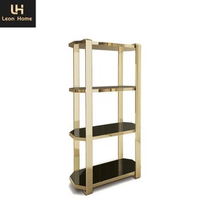 Estantería Moderna de Lujo con Inserto Central y Detalles de Metal de Acero Inoxidable Italiano Personalizable, Multifuncional y Decorativa - Product Image 6