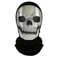 Máscara de Calavera de Látex Natural Completa, Terrorífica, para Fiesta de Halloween, Unisex, Call of Duty Double Line Gris