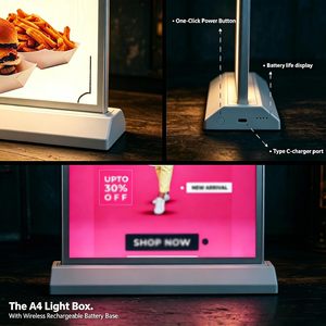 ป้ายไฟ LED แบบตั้งโต๊ะ ปรับความสว่างได้ ชาร์จไฟได้ สำหรับโฆษณาเมนูร้านอาหาร บาร์ พร้อมขาตั้ง - Product Image 5