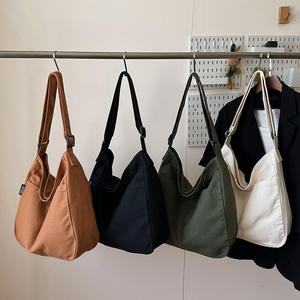 Sac fourre-tout bandoulière en toile pour jeunes femmes, fermeture éclair, grande capacité, à porter à l'épaule, décontracté d'été, motif uni, en polyester - Product Image 4