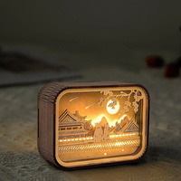 Lampe de table veilleuse LED transfrontalière personnalisée artisanale en bois pour chambre à coucher chevet décoration intérieure alimentée par batterie