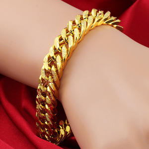 Bracelet chaîne gourmette plaqué or 18 carats 12 mm pour homme, en alliage de zinc, cadeau de bijoux - Product Image 2